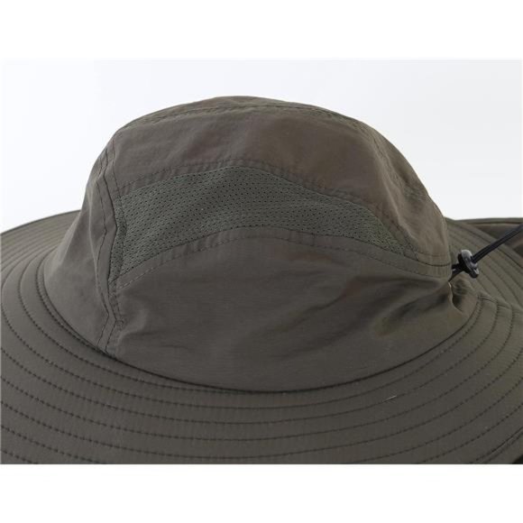 Mens UPF 50+ Sun Protection Cap Wide Brim Fishing Hat with Neck Flap Green - Picture 3 of 7